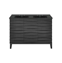 Swiss Madison48 in. Black Oak, Double Basin Bathroom Vanity, Black, 3-Hole Ceramic Sink Top