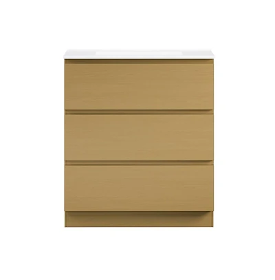 Liberte 30" Freestanding Bathroom Vanity in Natural Oak with Sink Top