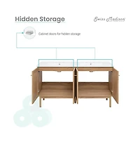 Swiss Madison 60" Freestanding Bathroom Vanity, 3-Hole Widespread Double Basin Sink Top