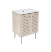 Swiss Madison 24" Freestanding Bathroom Vanity in White Oak with 3-Hole Widespread Sink Top