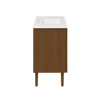 Swiss Madison 36" Freestanding Bathroom Vanity in Brown Oak with 3-Hole Widespread Sink Top