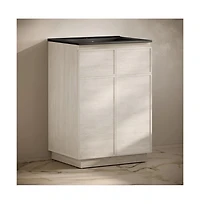 Swiss Madison St. Tropez 24" Freestanding Bathroom Vanity in White Oak with Black Sink Top
