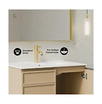 Swiss Madison St. Tropez 30" Wall-Mounted Bathroom Vanity in Natural Oak with Sink Top