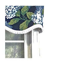 Rlf Home Hydrangea Ruffled Provance valance 3in Rod Pocket Navy, 50in x 17in - Rlf Home
