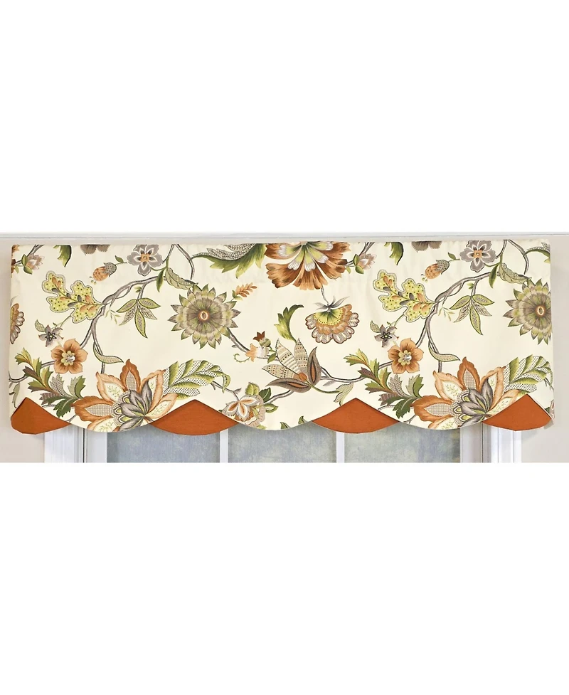 Rlf Home 100% Cotton Zanzibar Petticoat With Poly/Cotton lining Rod Pocket Valance 50" x 17" Orange