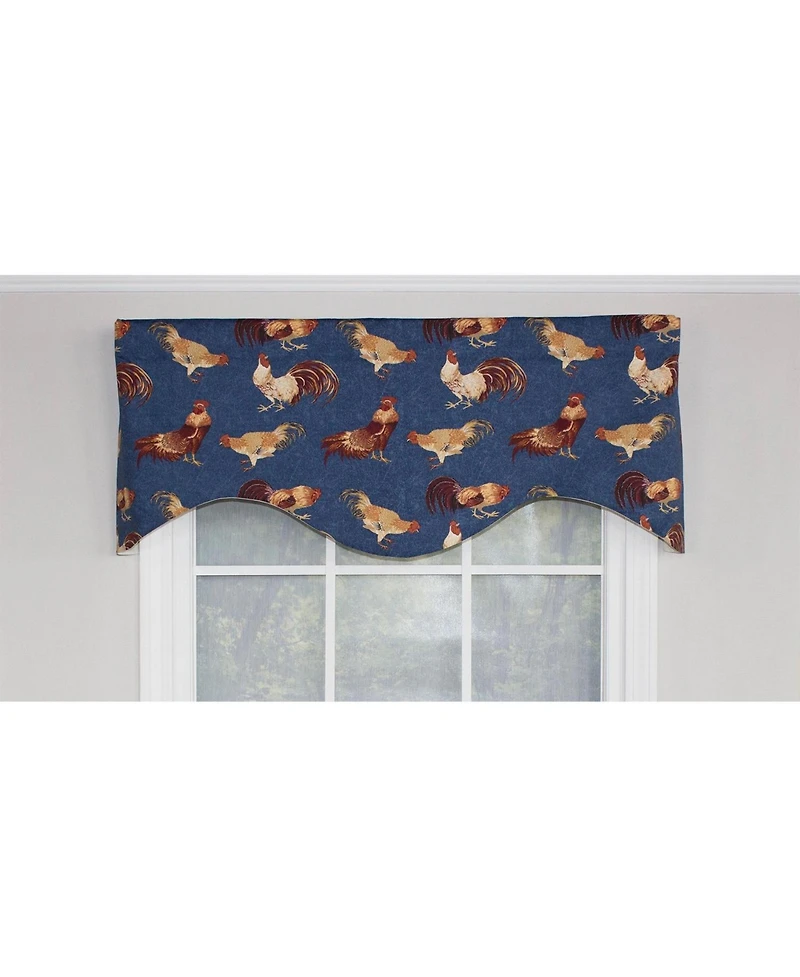 Rlf Home Rise N Shine Cornice 100% Cotton with Fully Lined 3" Rod Pocket Valnance for Windows 50" x 17" Denim