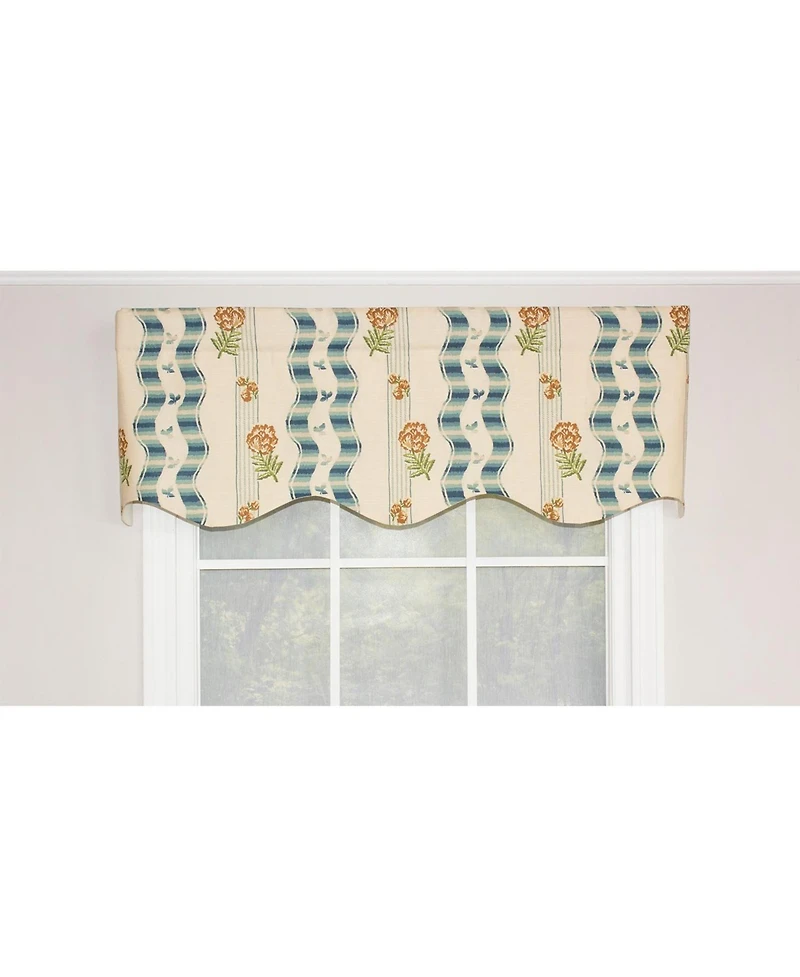 Rlf Home Dauphine Provance 100% Cotton with Fully Lined 3" Rod Pocket Valnance for Windows 50" x 15" Teal