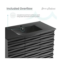 Swiss Madison Cascade 36 in. Black Oak Bathroom Vanity With Black Ceramic Sink Top