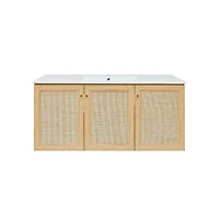 Swiss Madison Classe 48" Wall-Mounted Bathroom Vanity in Natural Oak
