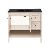 Swiss Madison 36" Freestanding Bathroom Vanity in White Oak, Black 3-Hole Widespread Sink Top