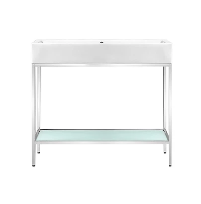 Swiss Madison Pierre 40 Single, Freestanding, Open Shelf, Chrome Metal Frame Bathroom Vanity
