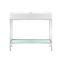 Swiss Madison Pierre 40 Single, Freestanding, Open Shelf, Chrome Metal Frame Bathroom Vanity