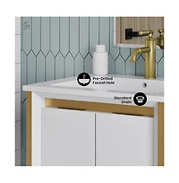 Swiss Madison Marseille 24" Bathroom Vanity in White and Brushed Gold