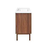 Swiss Madison 36" Freestanding Bathroom Vanity in Brown Oak with 3-Hole Widespread Sink Top