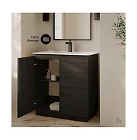 Swiss Madison St. Tropez 36" Freestanding Bathroom Vanity in Black Oak with Sink Top