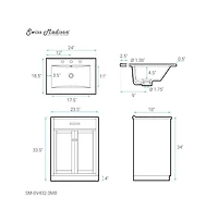 Swiss Madison Burdon 24 in. Brown Oak Bathroom Vanity With Black, 3-Hole Ceramic Sink Top