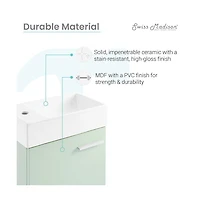 Swiss Madison Colmer 18" Wall-Mounted Bathroom Vanity in Mint