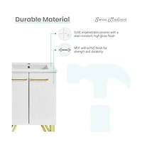 Swiss Madison Annecy 24" Freestanding Bathroom Vanity in Galaxy White with Sink Top