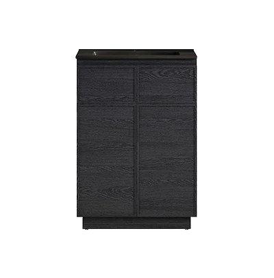 Swiss Madison St. Tropez 24" Freestanding Bathroom Vanity in Black Oak with Black Sink Top