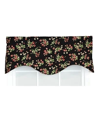 Rlf Home Strawberry Cornice 100% Cotton with Fully Lined 3" Rod Pocket Valnance for Windows 50" x 17" Black