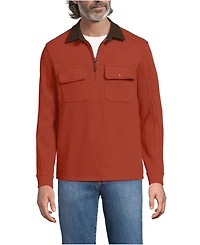 Lands' End Men's Long Sleeve Corduroy Collar Bedford Rib Quarter Zip