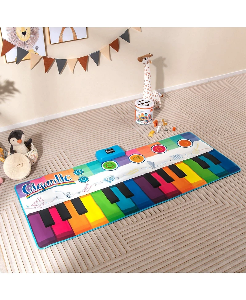 Mecale Floor Piano Dance Mat for Kids Musical Playmat with 8 Instrument Sounds
