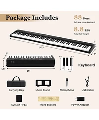 Mecale 88 Key Foldable Piano Keyboard Portable Semi Weighted Electric Piano