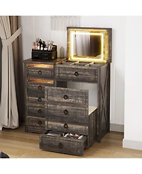 Vlsrka Vanity Makeup Desk with Mirror and Lights