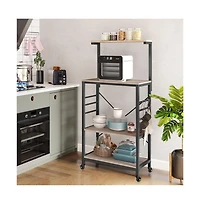 Kitchen Baker's Rack on Wheels Rustic Brown