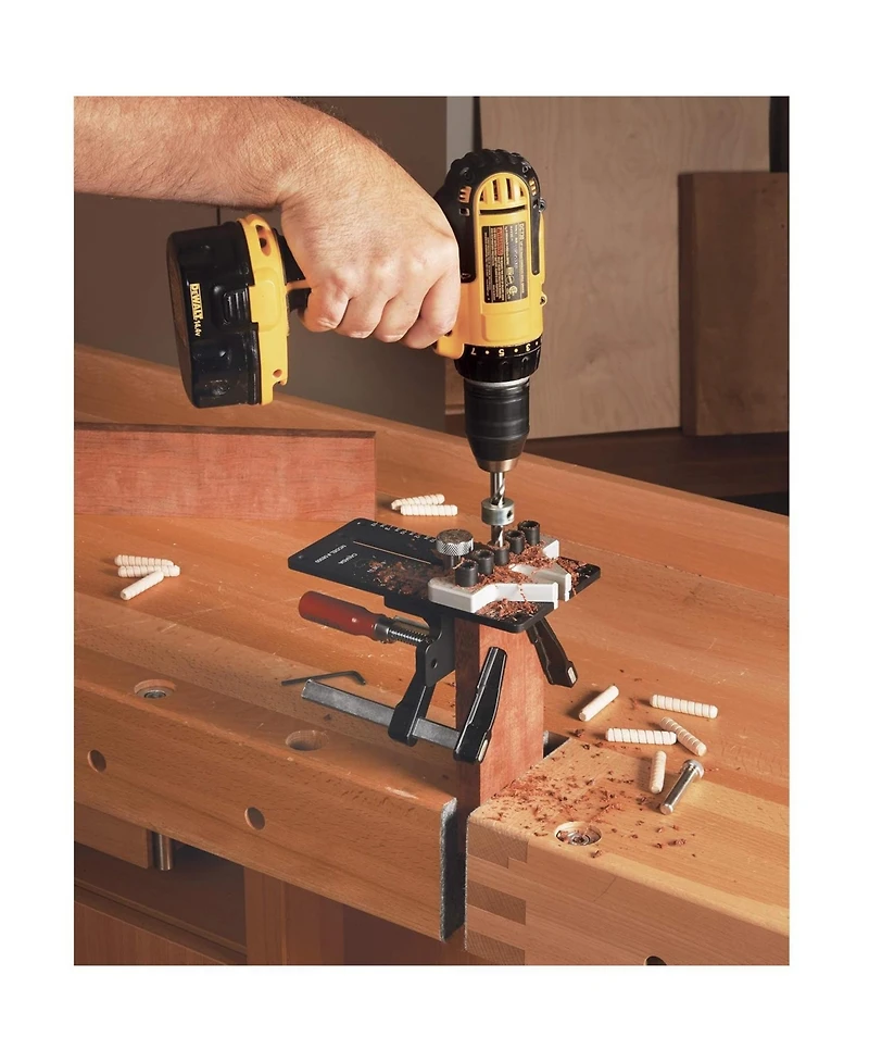 JessEm 08350 3/8" Dowelling Jig Precision Woodworking Joinery Tool with Main Body, Angle Guides and Hardened Drill Bushings