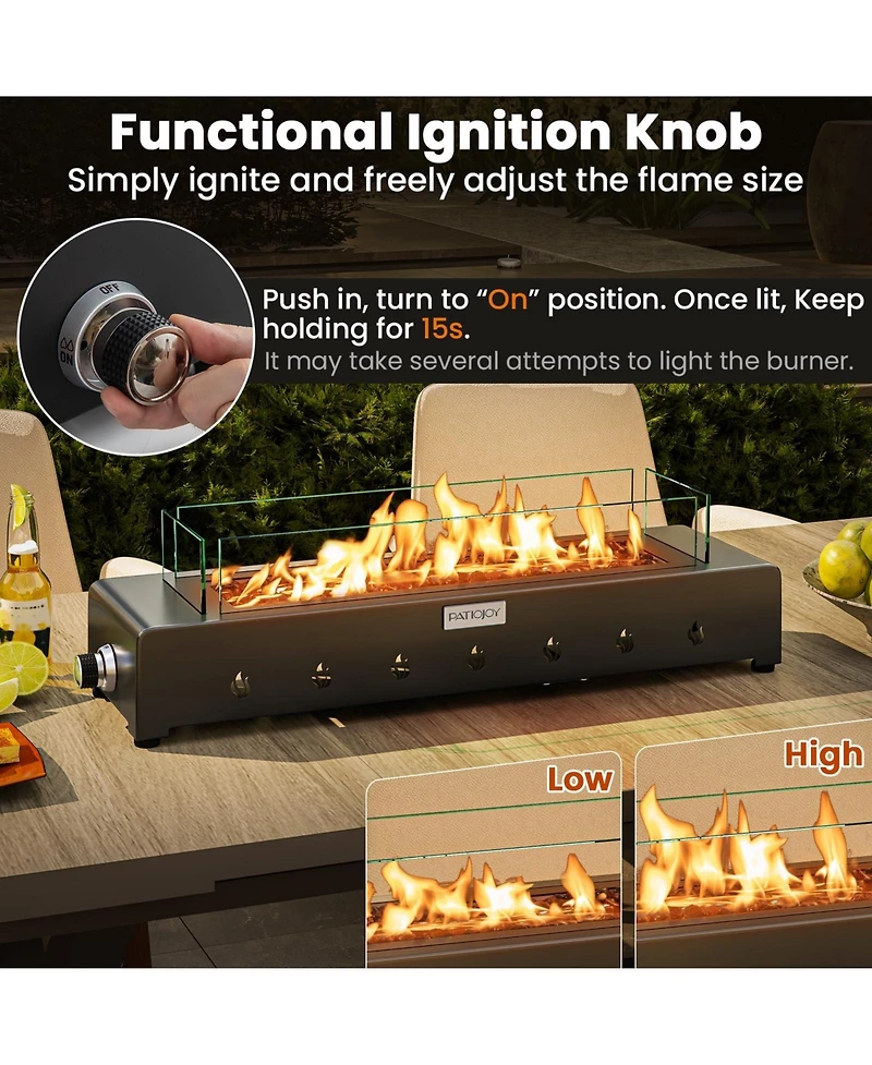 Portable Mini Fireplace with Wind Guard and Stainless Steel Burner