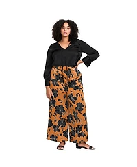 Avenue Women's Plus Goldi Wide Leg Satin Pant