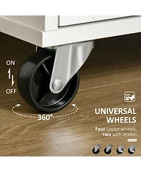 Homcom 41" Kitchen Storage Utility Island w/ Wheels, Drawers & Towel Rack,