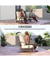 Outsunny 5 Piece Patio Furniture Set with 2 Rockers Outdoor Furniture