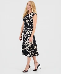 Robbie Bee Women's Ruched-Front Midi Dress