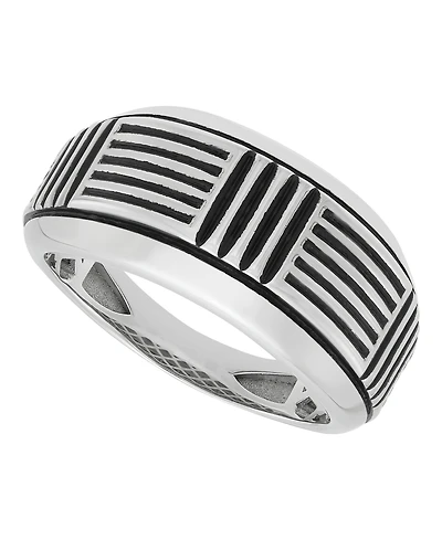 Macy's Men's Ring in Sterling Silver with Black Rhodium