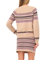 Cece Womens Fair Isle Cardigan Sweater Mini Skirt