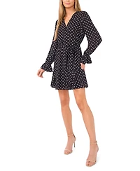 CeCe Women's V-Neck Long-Sleeve Tie Waist Dress