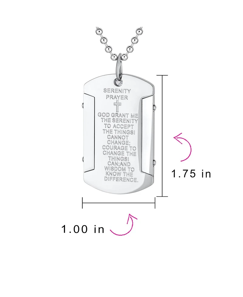 Bling Jewelry Inspirational Mantra Military Style Serenity Prayer Dog Tag Necklace