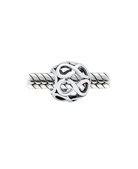 Bling Jewelry Set of 2 Couples Kissing Lovers & Valentine Heart Knot Spacer Charm Bead Silver