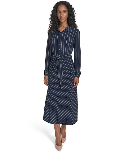 Tommy Hilfiger Women's Printed Long-Sleeve Midi Dress