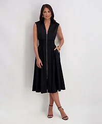 kensie Women's Taffeta V-Neck Midi Dress