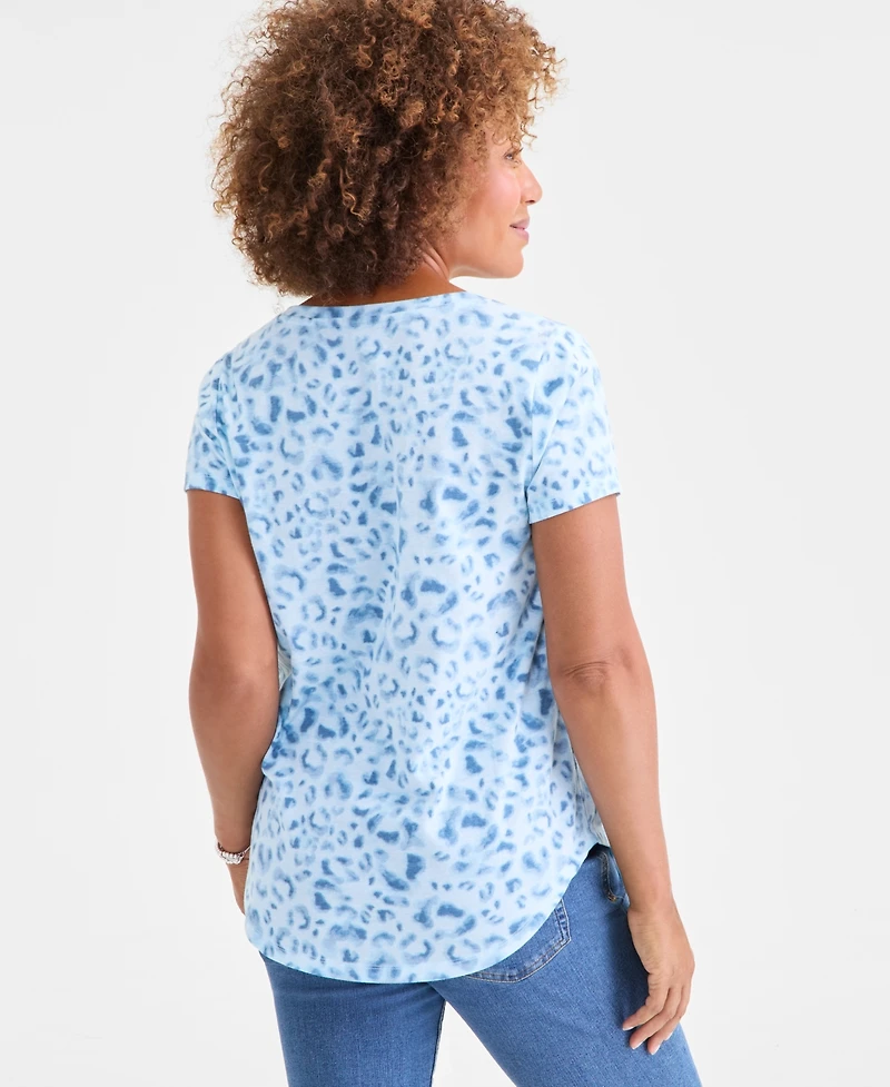 Style & Co Women's Printed Short-Sleeve V-Neck T-Shirt, Macy's Exclusive
