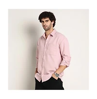 Campus Sutra Men's Rose Pink Modular Solid Oversized Shirt