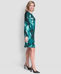 Dkny Women's Long Sleeve Release Pleat Shift Dress