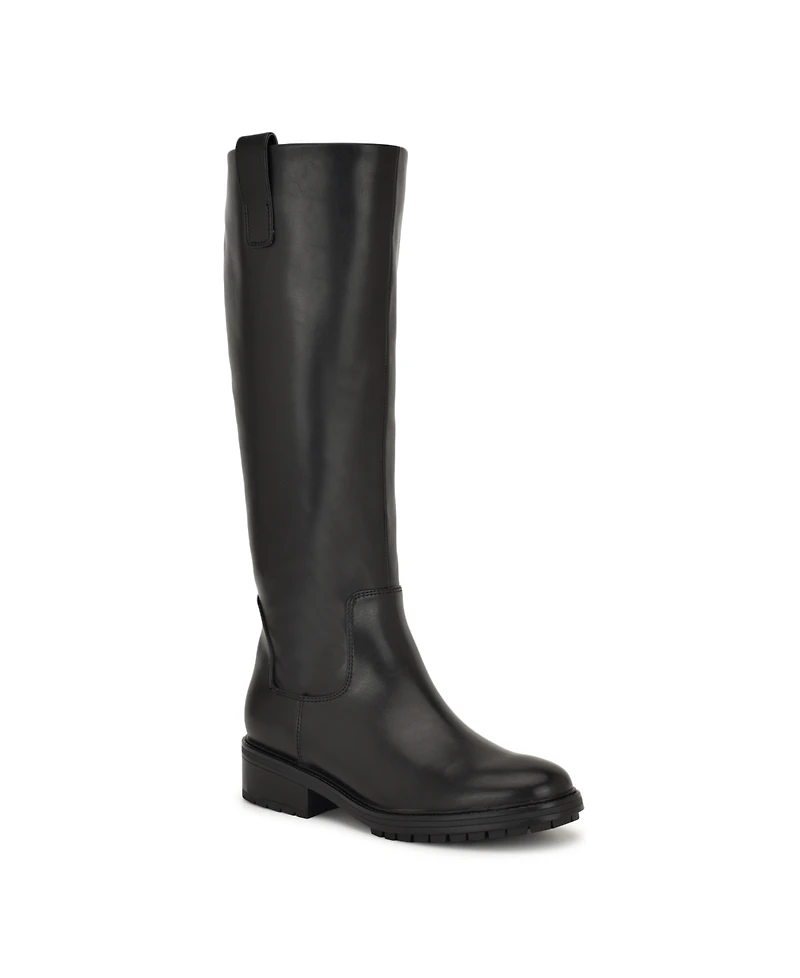 Nine West Women's Leigha Tall Wide Calf Block Heel Riding Boots