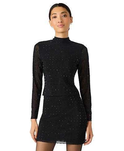 Steve Madden Women's Melvina Mock Neck Long Sleeve Top