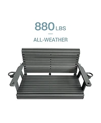 2-Seater 4 Ft Hdpe Porch Swing, for Outdoor Patio Garden Yard (Darknight Black)