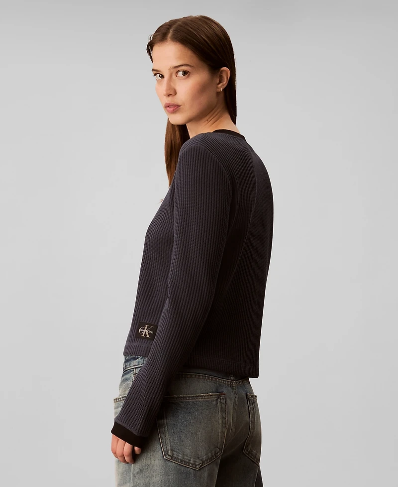 Calvin Klein Jeans Women's Long-Sleeve Waffle Knit T-Shirt