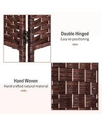 Homcom Panel Resin Wicker Folding Room Divider Privacy Screen Home Office
